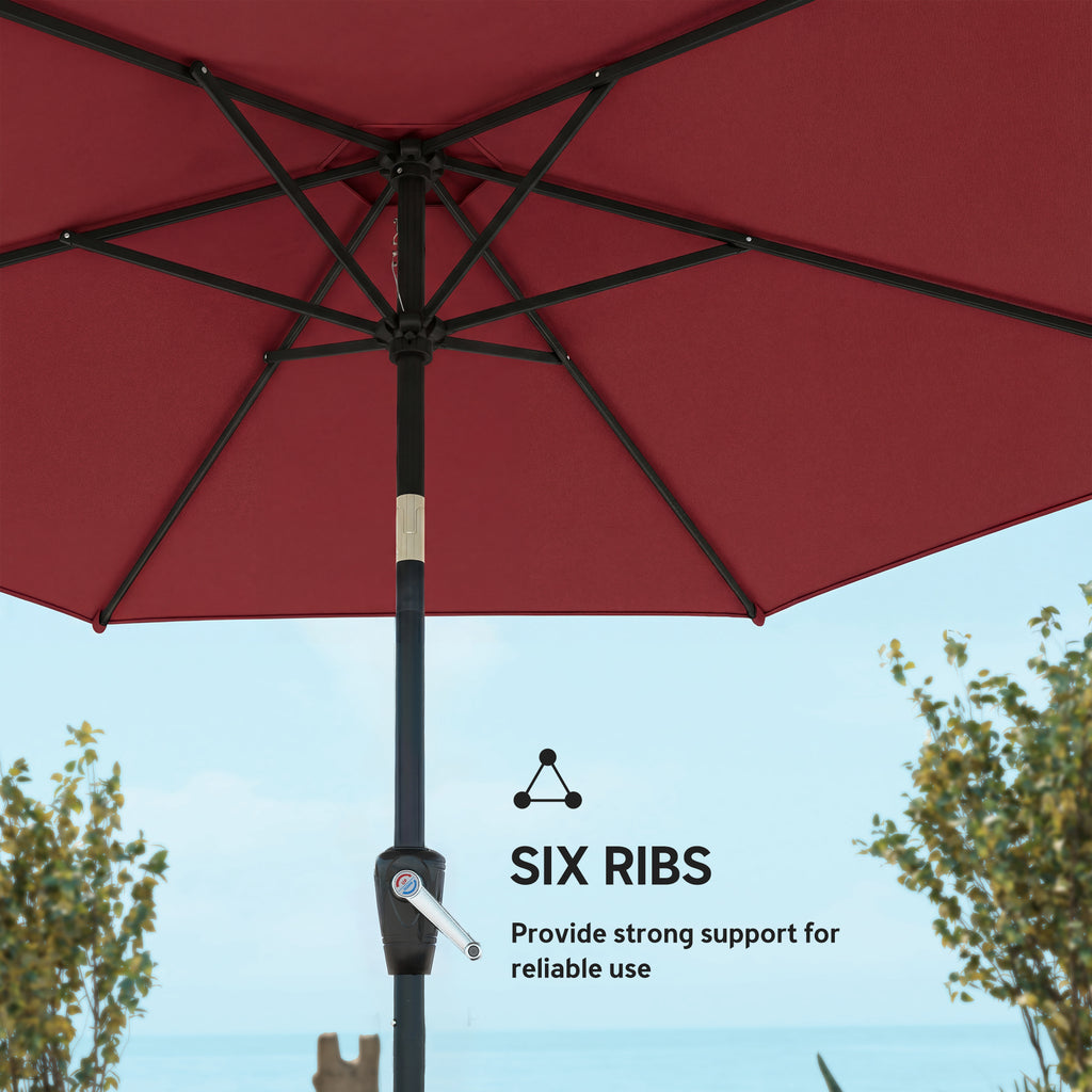 9FT Patio Umbrella, Outdoor Table Patio Umbrellith Tilt, Crank, 6 Ribs, UV Protection for Garden, Lawn, Deck, Backyard