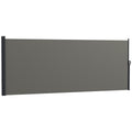 13' x 5' Retractable Side Awning, Outdoor Privacy Screen for Garden, Hot Tub, Balcony, Terrace, Pool, Dark Grey