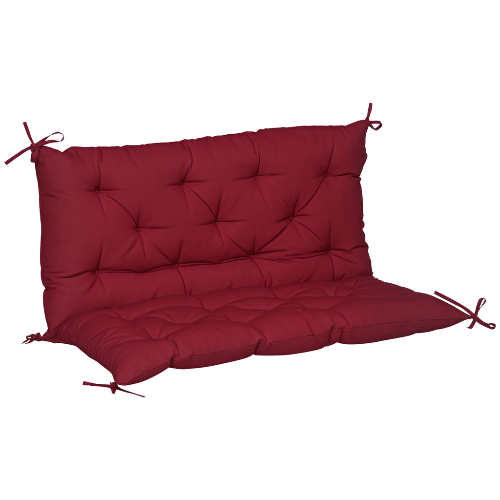 Porch Swing Cushion Garden Bench Cushion with Backrest, Non-Slip 2-seater Soft Pad, Swing Chair Mat Replacement for Indoor and Outdoor, 39.4" x 38.6", Wine Red