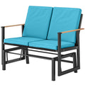 Outdoor Glider Bench for 2 Person, Patio Glider Loveseat with Thick Cushions for Garden Balcony Porch, Navy Blue