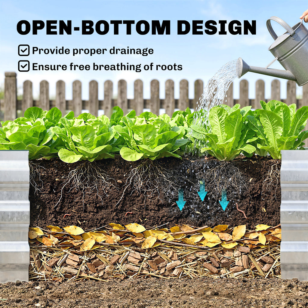 Steel Raised Garden Bed with Cover and Roll Up Door, Dual Use, 50"x37.4" Outdoor Greenhouse, Clear