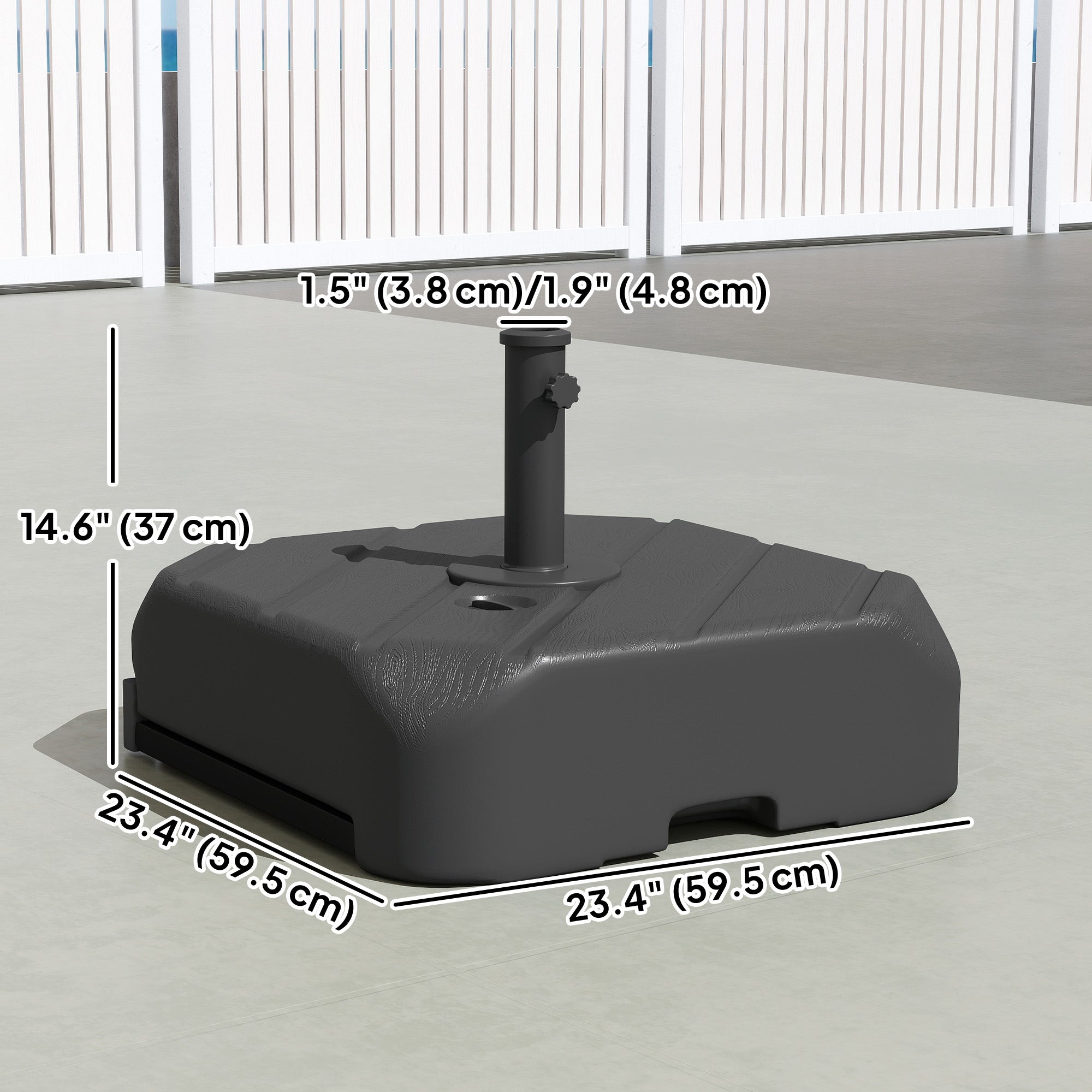 Patio Umbrella Base with Wheels, Telescopic Handle, 158 lb Sand/99 lb Water Filled Outdoor Patio Umbrella Stand, Black
