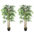 5FT Artificial Bamboo Tree Set of 2, Fake Plant with 1095 Leaves, Greenery Plant in Nursery Pot for Indoor, Green