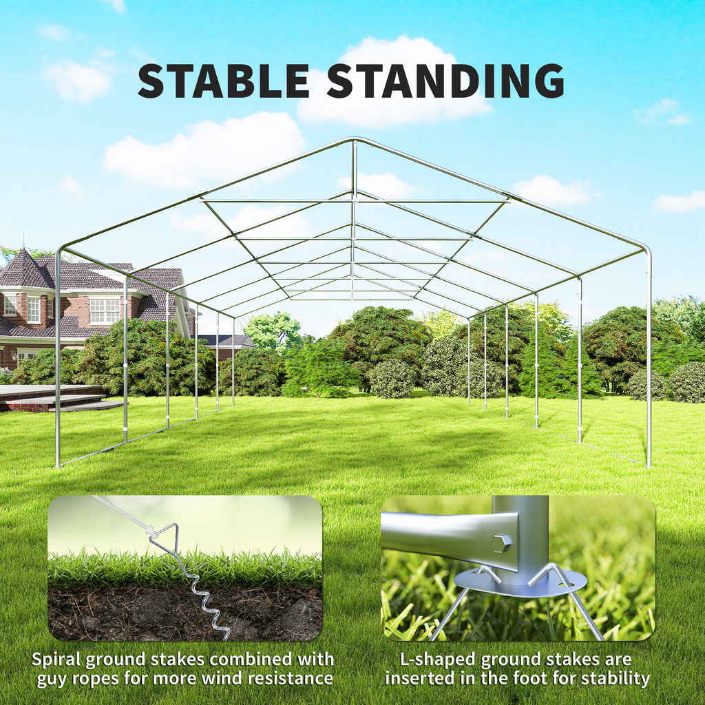 20'x33' Heavy Duty Large Party Tent & Carport with Removable Sidewalls, Portable Garage Canopy Tent, White