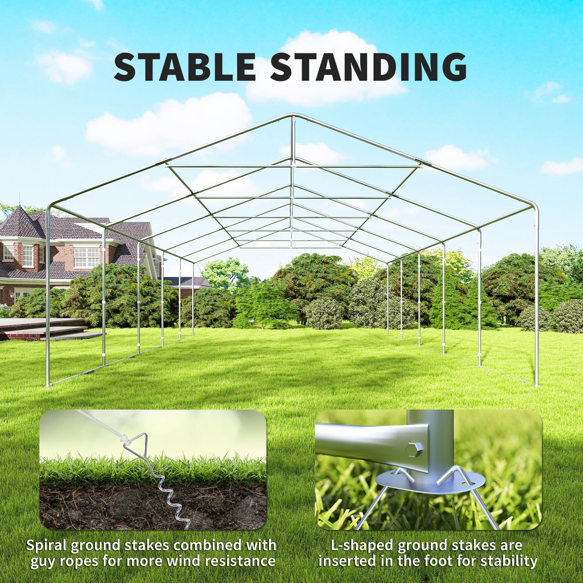 20'x33' Heavy Duty Large Party Tent & Carport with Removable Sidewalls, Portable Garage Canopy Tent, White