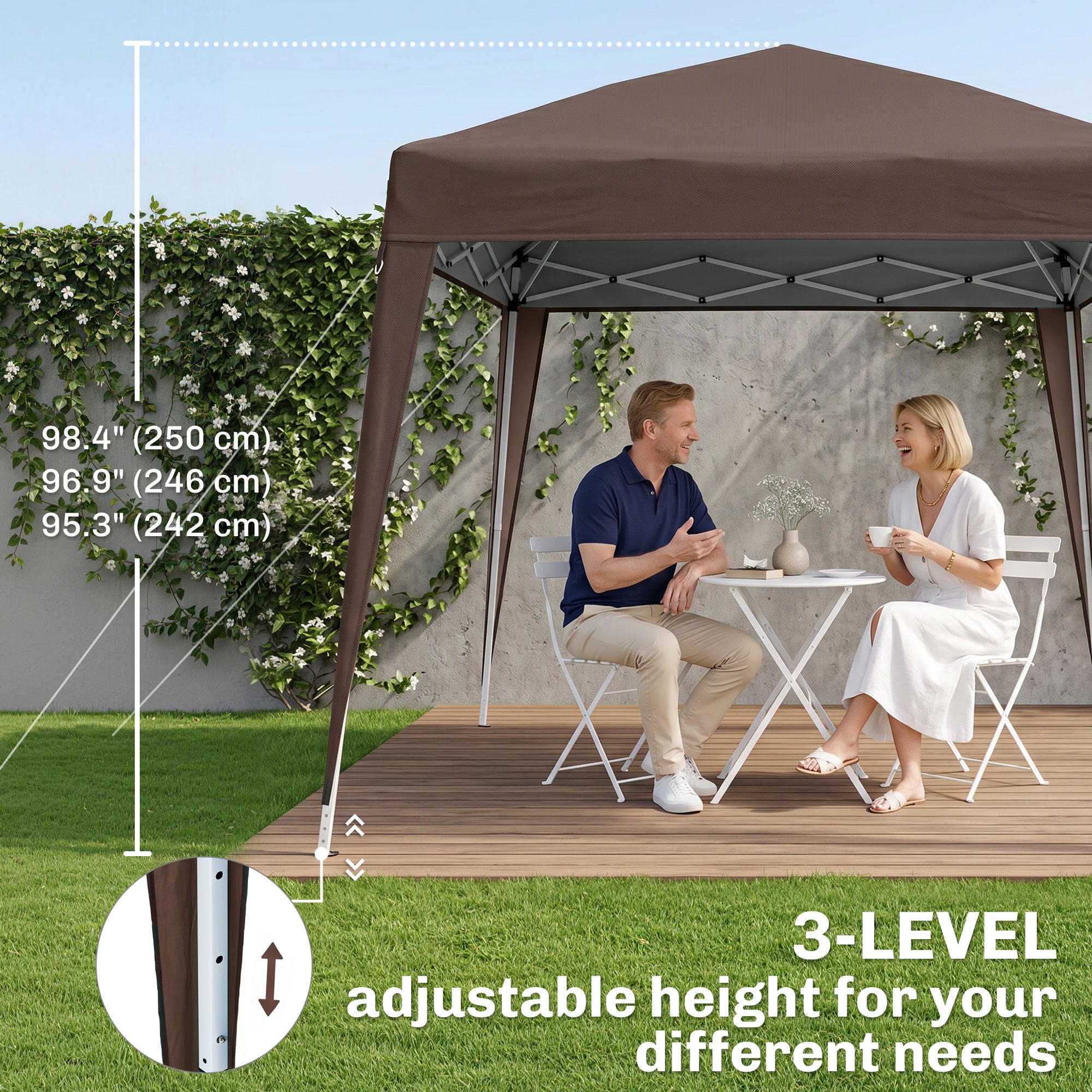 8' x 8' Pop Up Canopy, Outdoor Folding Tent, Portable Party Tent with Carrying Bag for Camping, Party, Picnic, Coffee