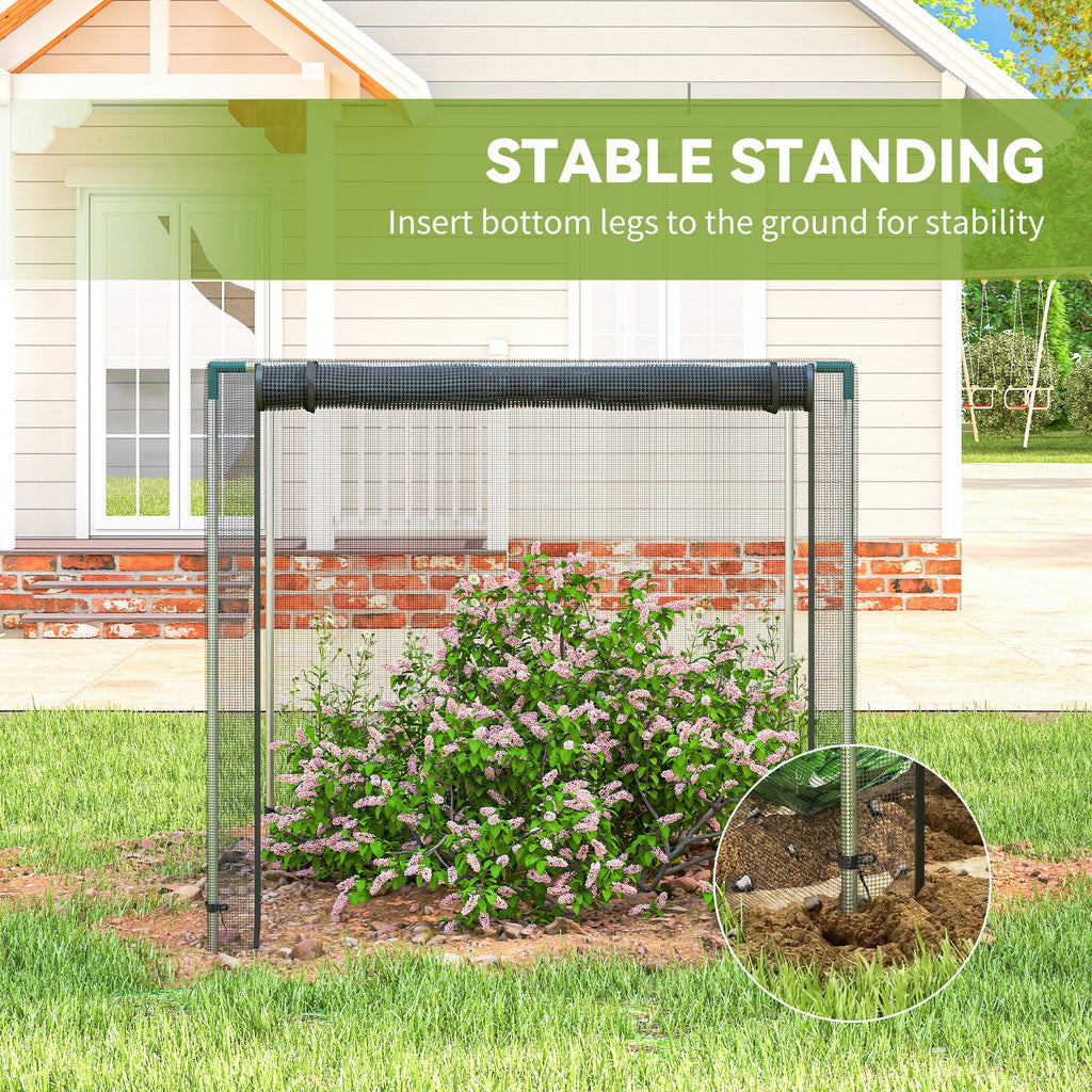 Galvanized Steel Crop Cage, Plant Protection Tent with Zippered Door, 4' x 4', Black