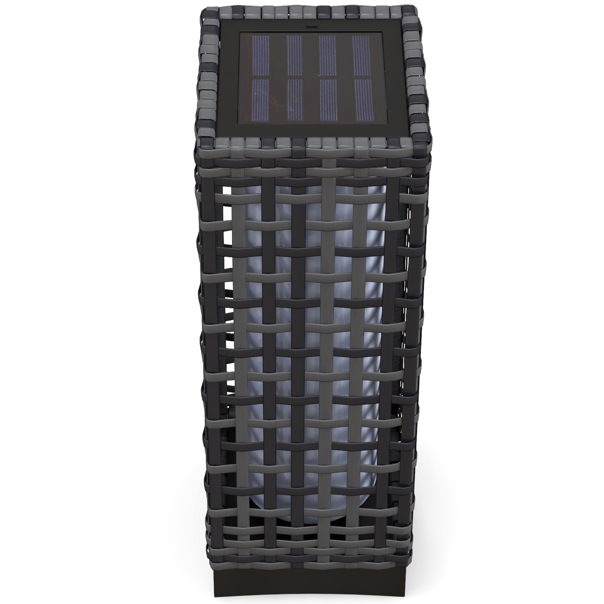 Wicker Solar Outdoor Lamp, Decorative Floor Lamp with Auto On/Off LED Lights, IP44 for Patio, Porch, Pathway, Grey