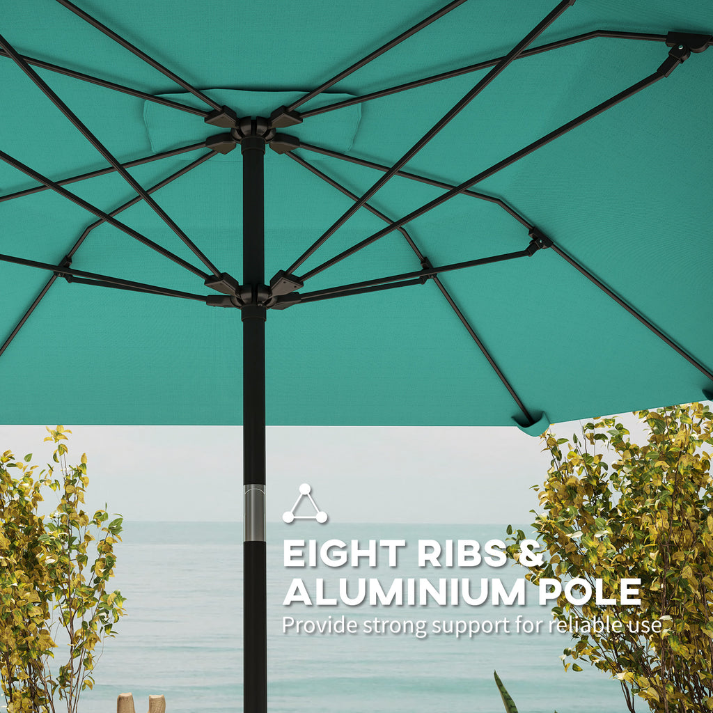 7.6FT Aluminum Patio Umbrella Parasol 8 Ribs Outdoor Market Umbrella with Crank, Push Button Tilt for Deck, Backyard and Lawn, Sky Blue