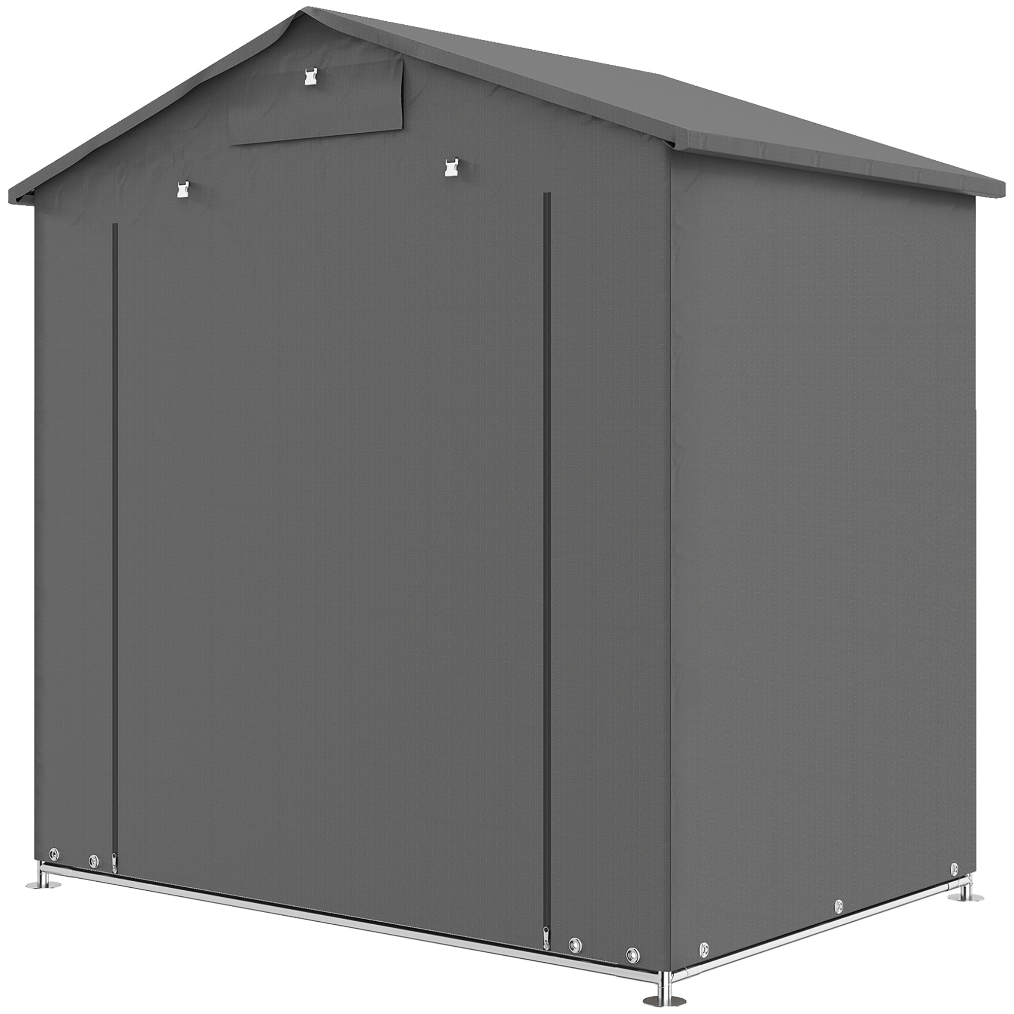 6' x 4' Portable Shed, Waterproof Bike Tent with Roll-up Zipper Door, Vent and Galvanised Metal Frame, Dark Grey