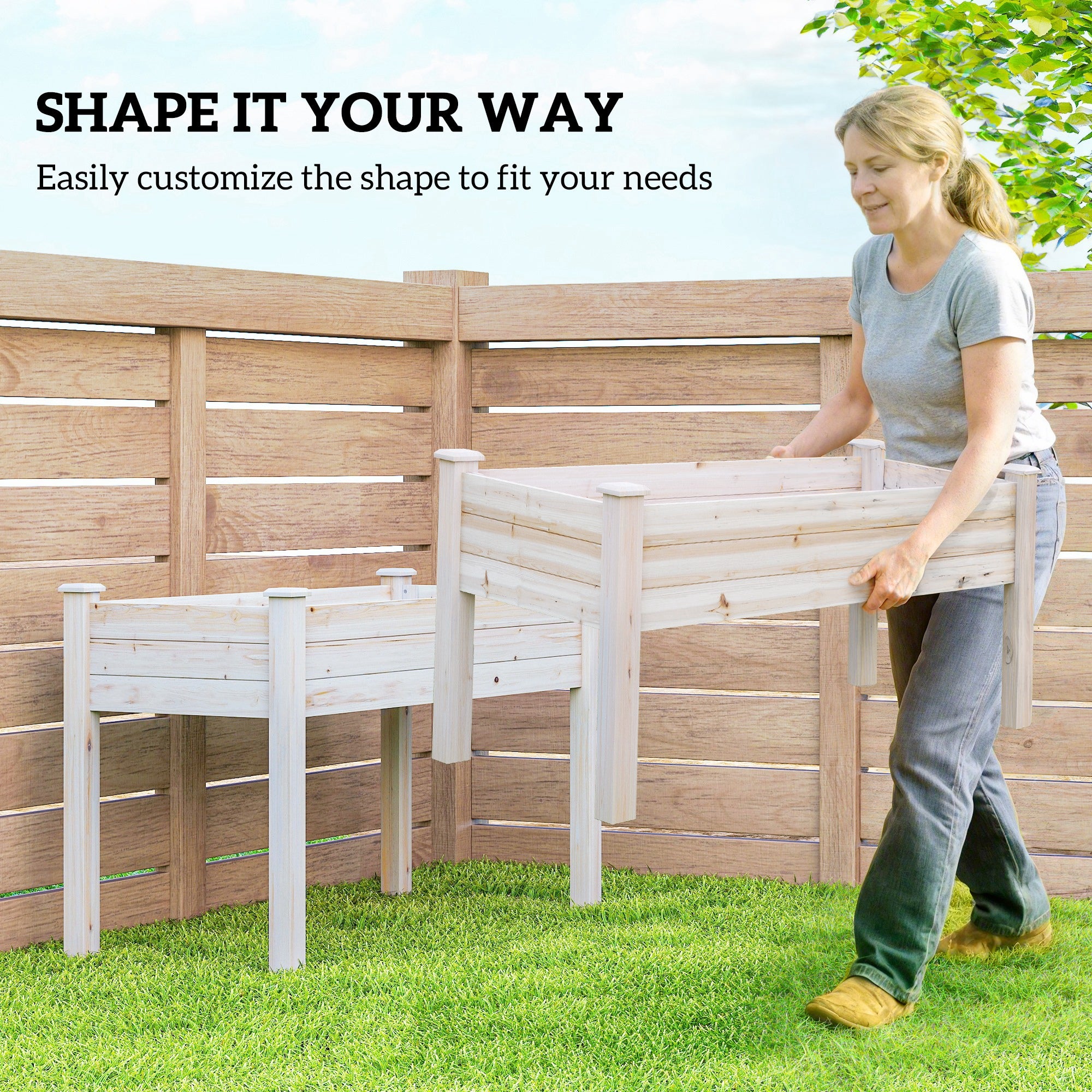 2 Tiers Wood Plant Raised Bed Flower Vegetable Herb Grow Box Stand Garden  Step Planter Stand Free Combination