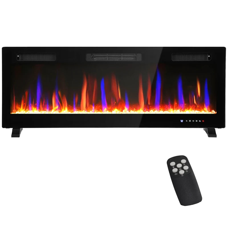 Wall mounted 50 inch electric fireplace with 1500W heating and remote