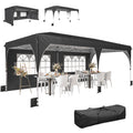 10 x 20 ft Pop Up Canopy Tent with Reflective Strips, UPF 50+ Easy up Instant Canopy with 6 Sandbags, Black