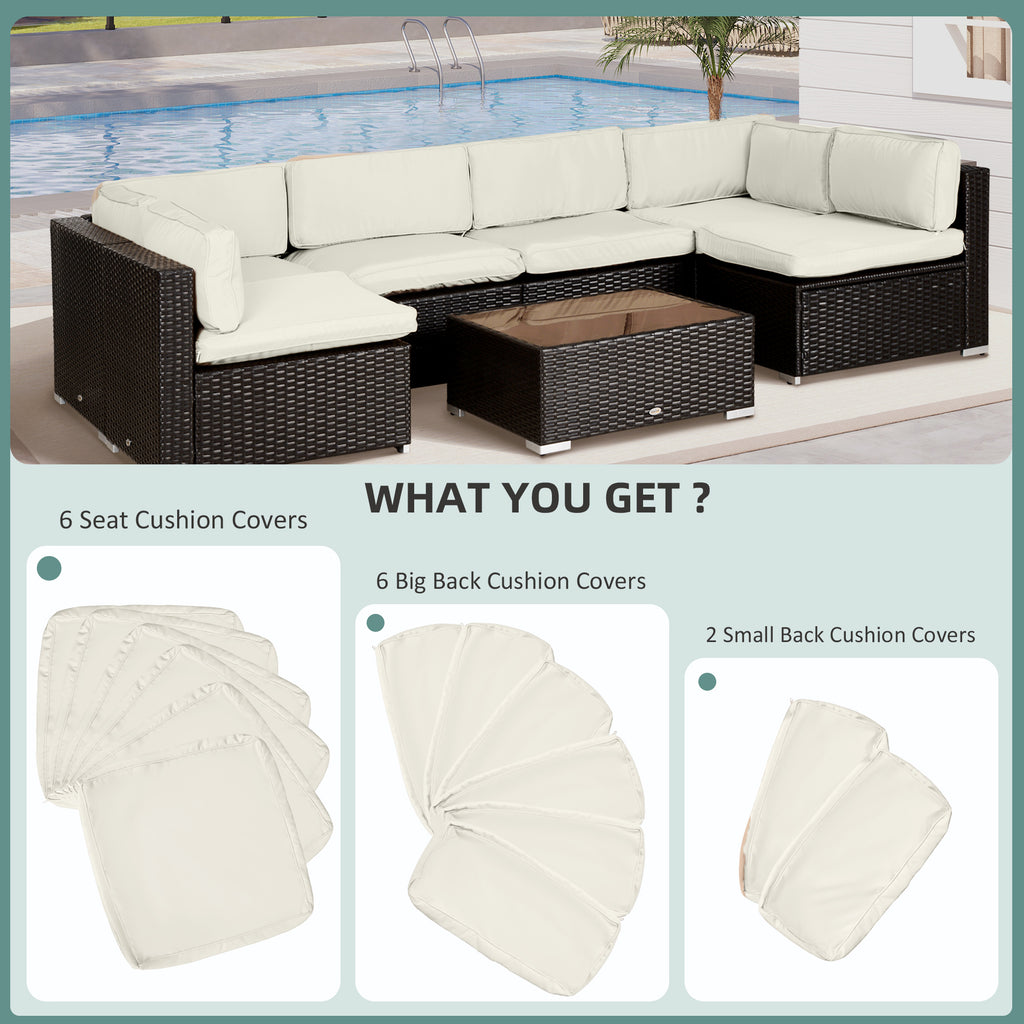 Outdoor 14pc Patio Rattan Sofa Set Cushion Polyester Cover Replacement Set - No Cushion Included, Cream White