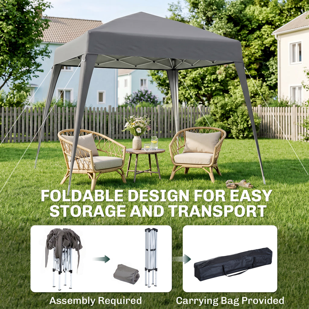 8' x 8' Pop Up Canopy, Outdoor Folding Tent, Portable Party Tent with Carrying Bag for Camping, Party, Picnic, Grey