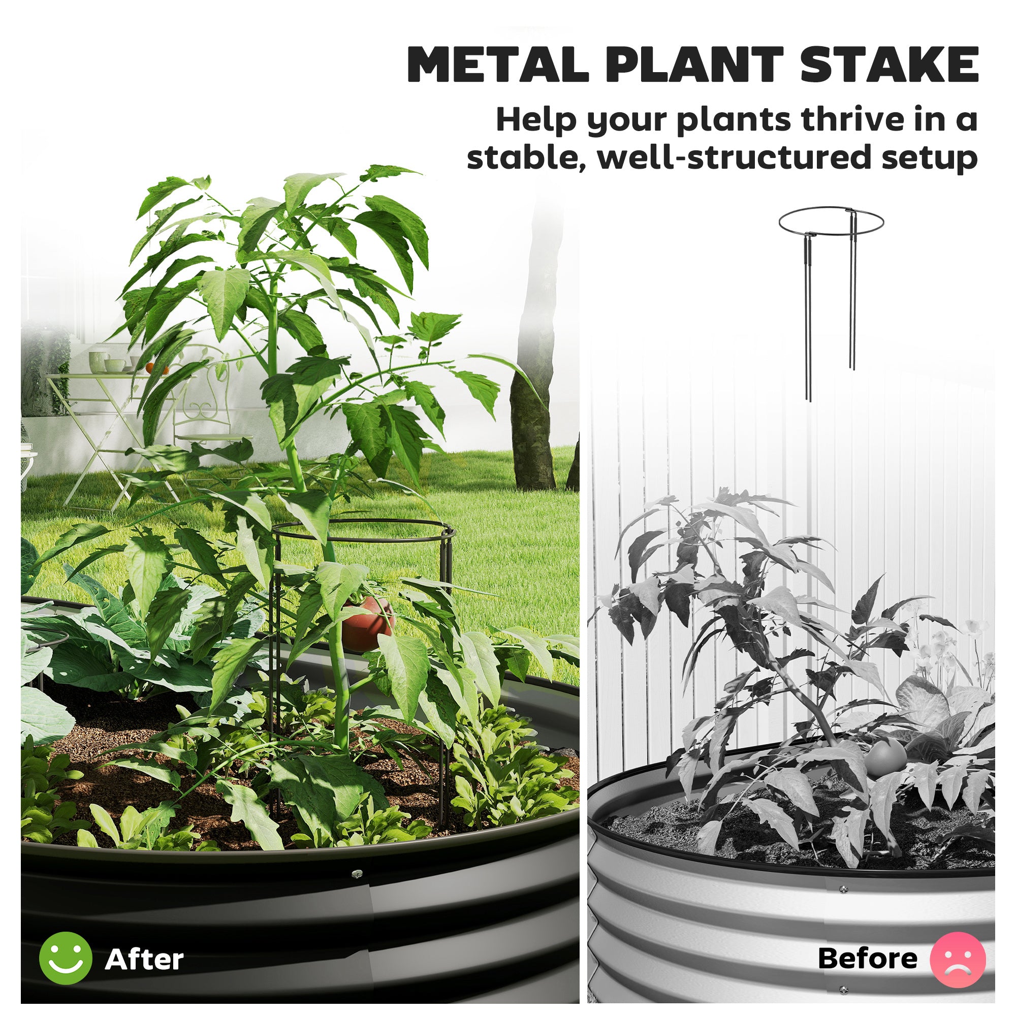 5' x 3' x 1' Large Outdoor Planter Box, Galvanized Raised Garden Bed with Metal Plant Stake, Black