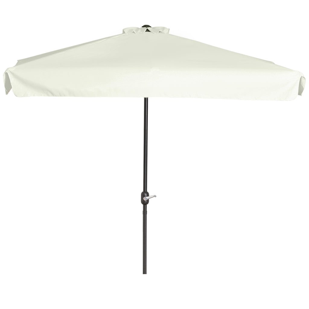 7.5ft Half Umbrella Semi Patio Parasol with Crank Handle, Top Vent for Garden, Balcony- NO BASE INCLUDED, Cream
