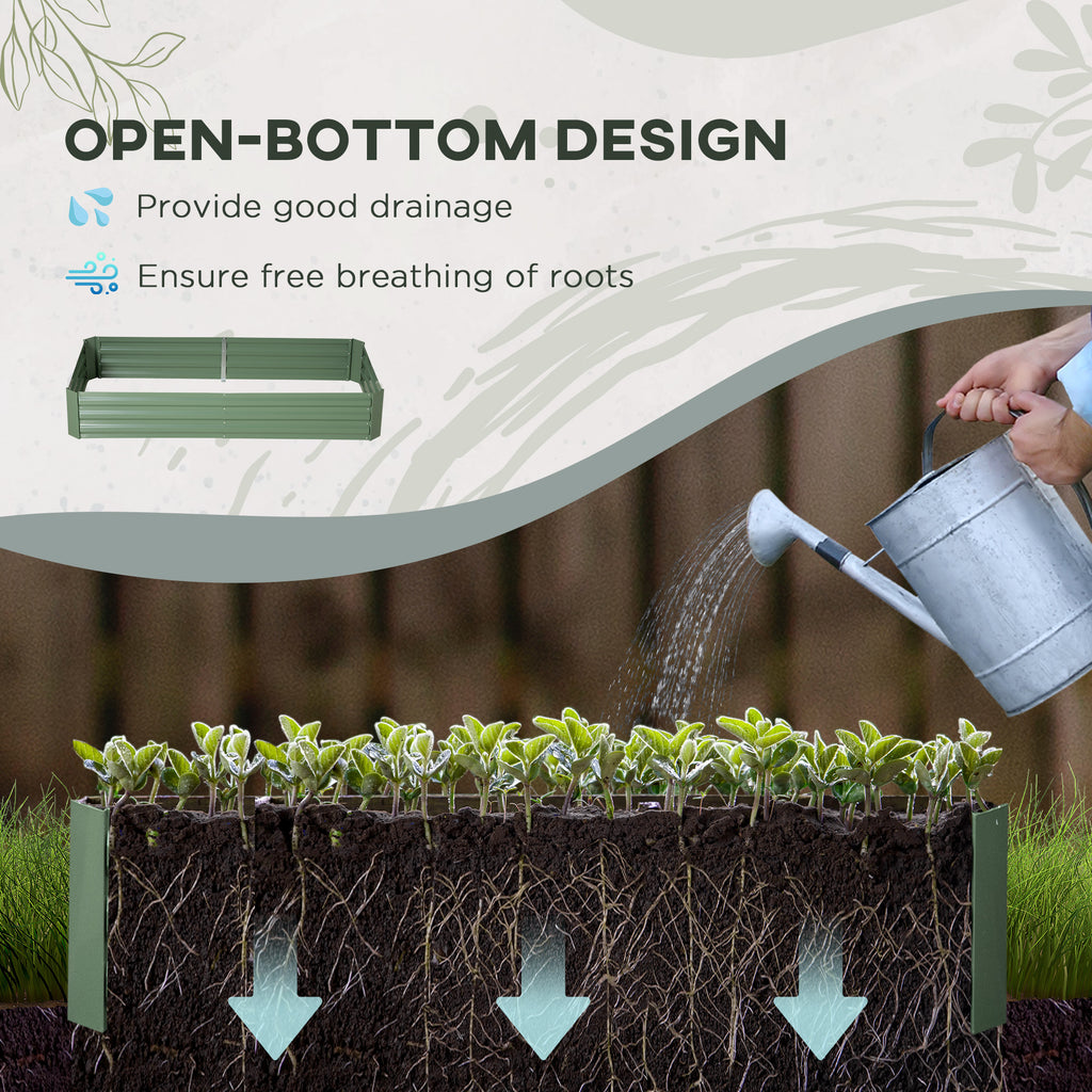 6' x 3' x 1' Raised Garden Bed with 2 Trellis Tomato Cages, Steel Frame Elevated Planter Box, Light Green