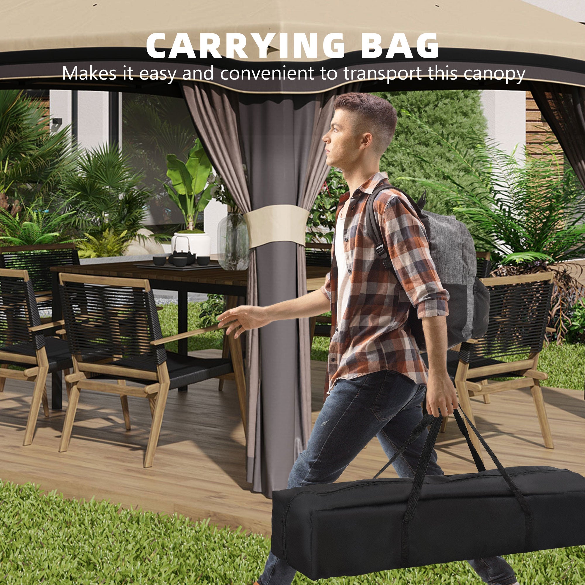 10' x 10' Pop Up Canopy with Netting, Foldable Tents for Parties, Height Adjustable, with Storage Bag