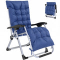 Reclining Zero Gravity Chair with Adjustable Backrest, Folding Garden Sun Lounger, Outdoor Recliner with Removable Cushion and Headrest, Dark Blue