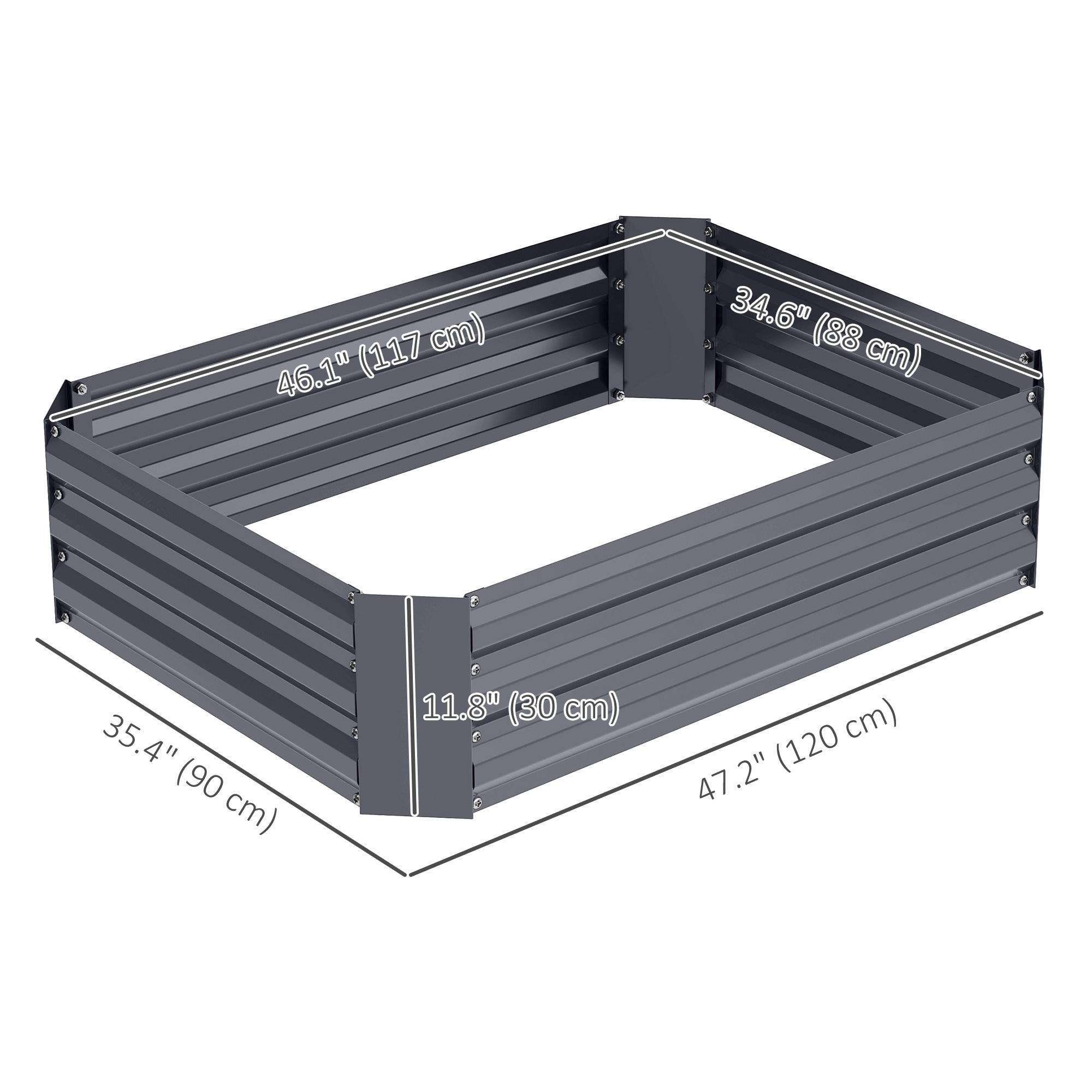 Galvanized Raised Garden Bed, 4' x 3' x 1' Outdoor Metal Planter Box, Raised Bed for Growing Flowers Herbs, Dark Grey