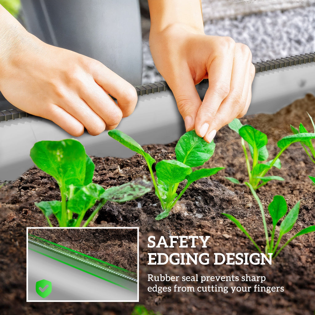 4.9 x 2 x 1ft Galvanized Raised Garden Bed Kit, Metal Planter Box with Safety Edging, Silver