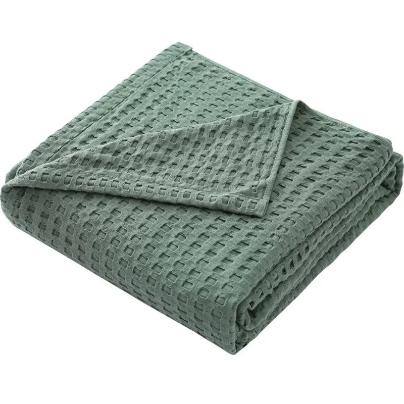 Cotton Waffle Weave Blanket – Ultra Soft Lightweight Breathable King Blanket for Spring & Summer