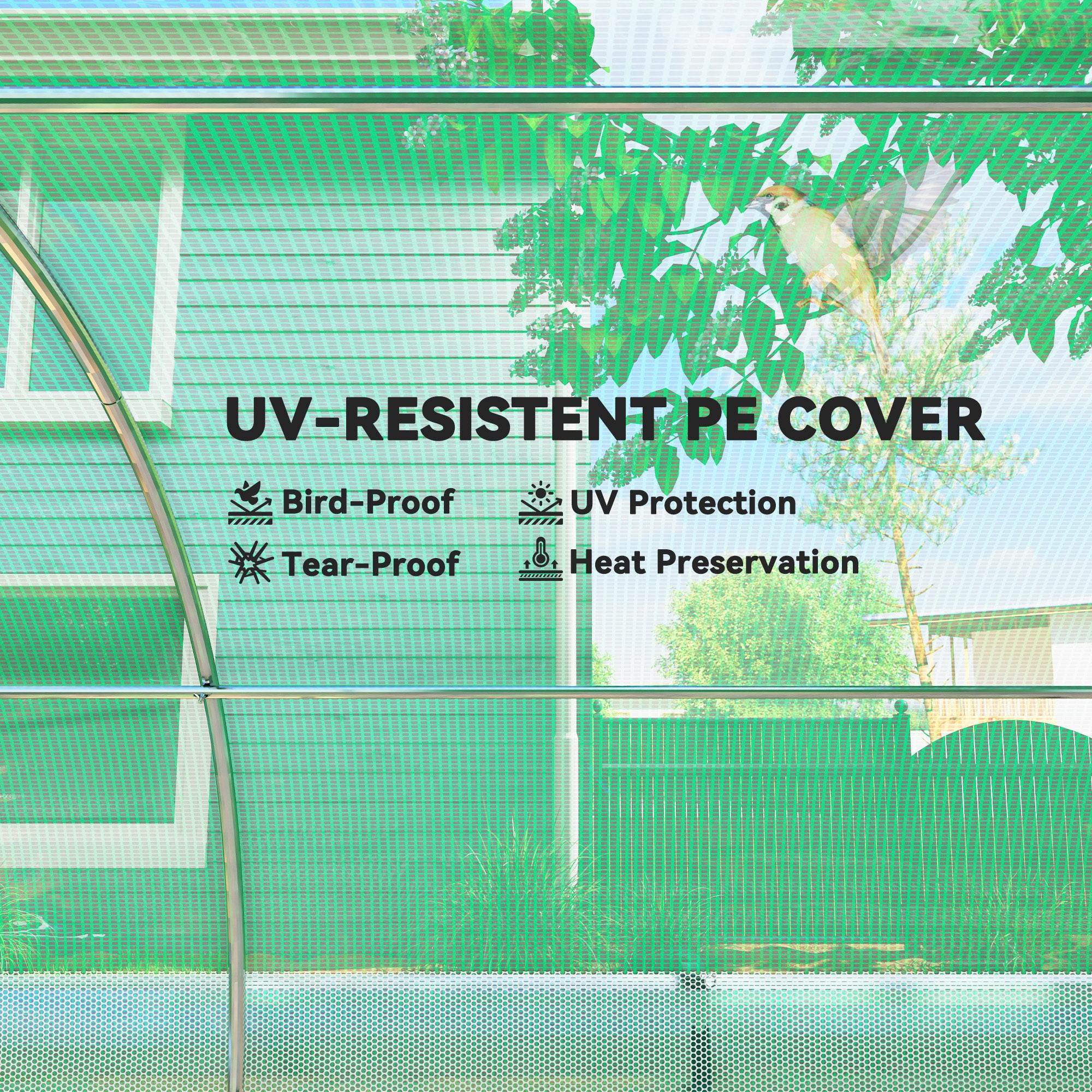 Walk-in Tunnel Greenhouse, Plant Hot House with Sunshade Net, Roll-up Mesh Sidewalls, 2 Doors, 10' x 13' x 6.5' , Green