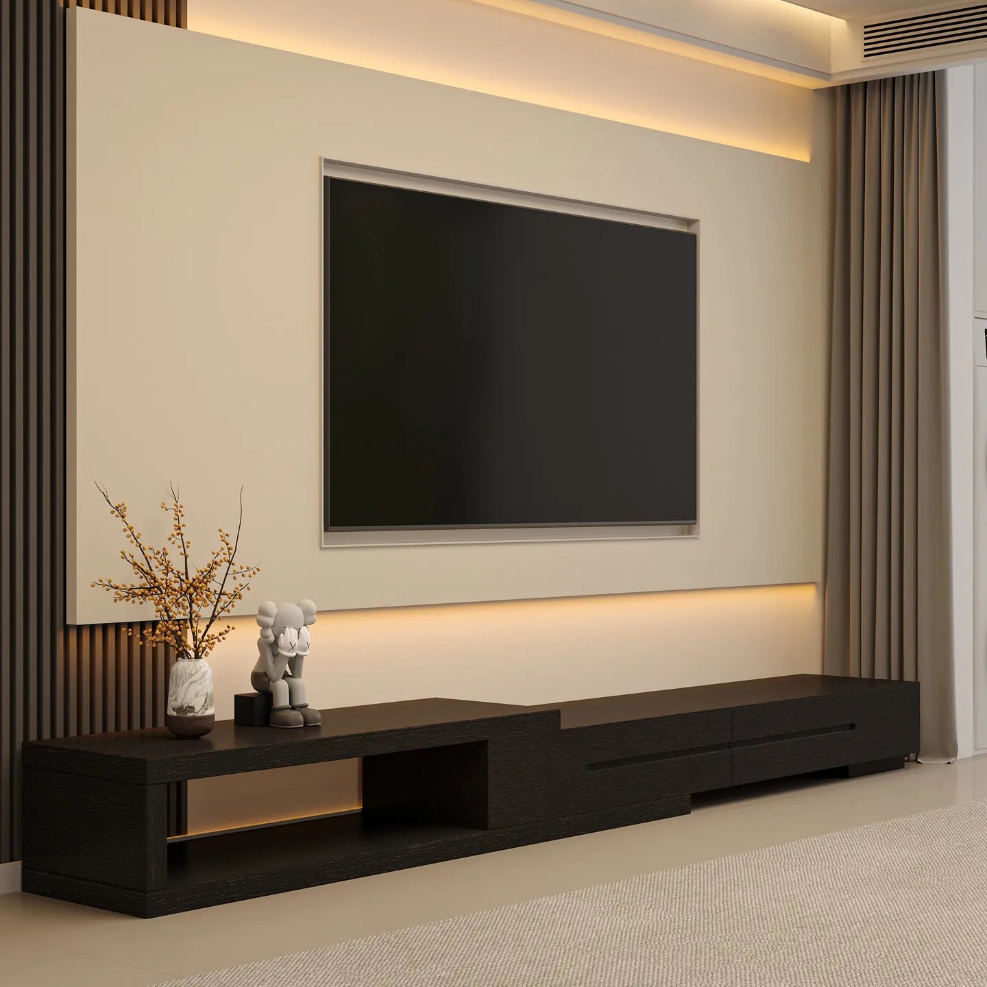 Retractable TV Cabinet with Drawers – Modern Vertical Storage & Entertainment Center