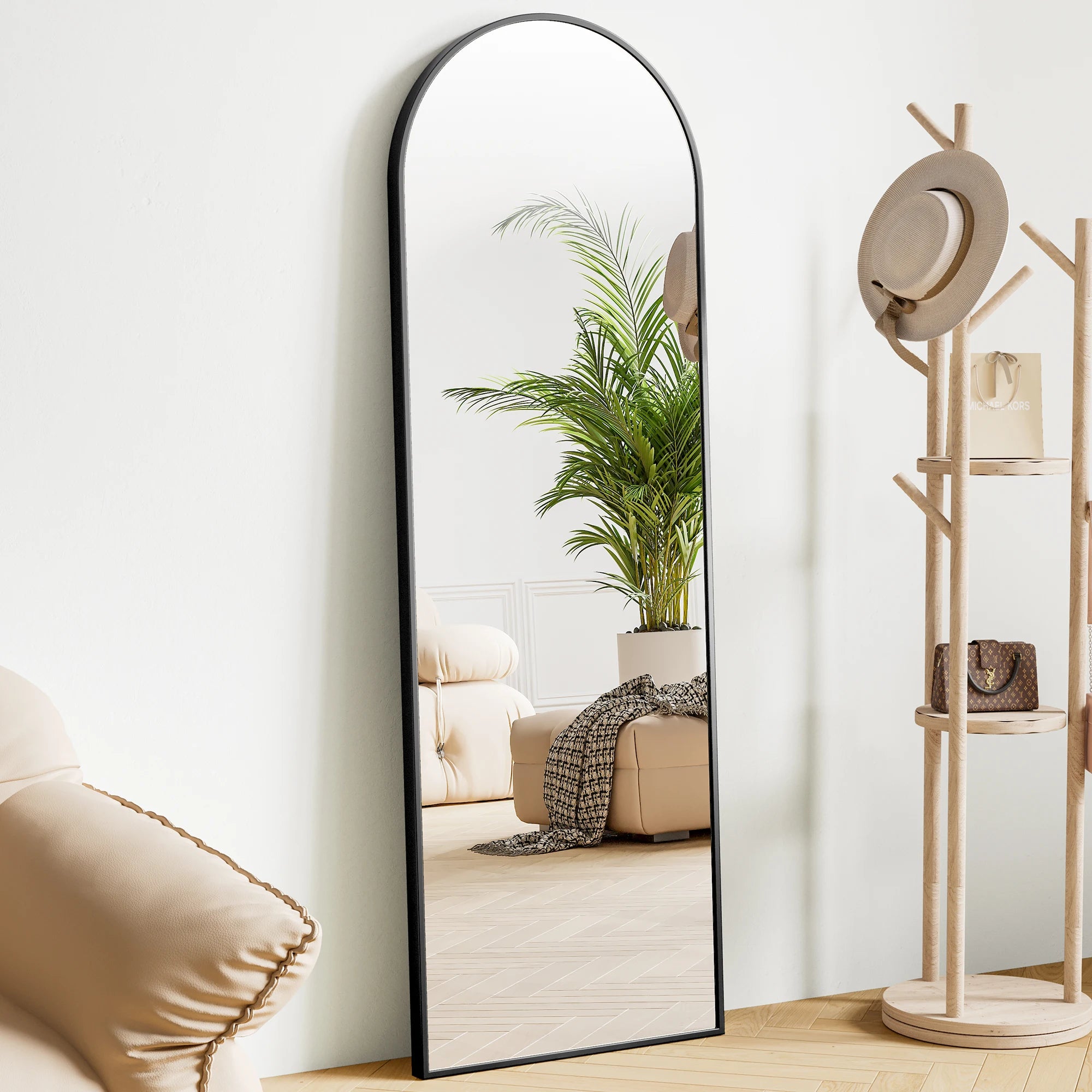 JHK 64" × 21" Full Body Mirror – Large Aluminum Alloy Framed Standing, Hanging & Leaning Mirror