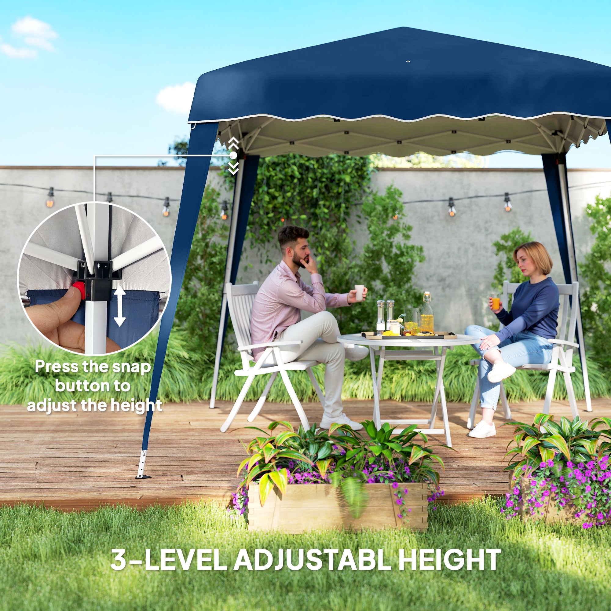 8' x 8' Pop Up Canopy, Outdoor Foldable Tent, Portable Canopy Tent with Carrying Bag for Camping, Party, Picnic, Blue
