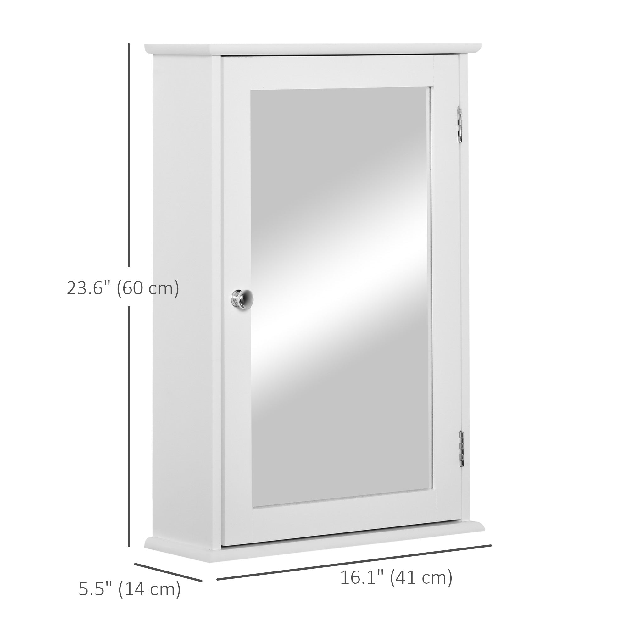 Bathroom Mirror Cabinet, Wall Mounted Medicine Cabinet with Door and Shelves, White