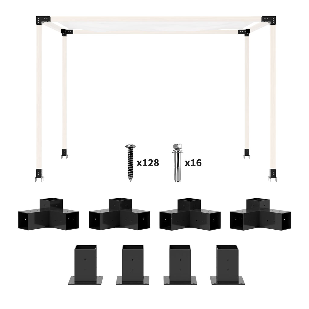 8PCS Pergola Kit, Pergola Brackets with 3-Way & 4-Way Corner Brackets for 4"x4" (Actual 3.6"x3.6") Lumber