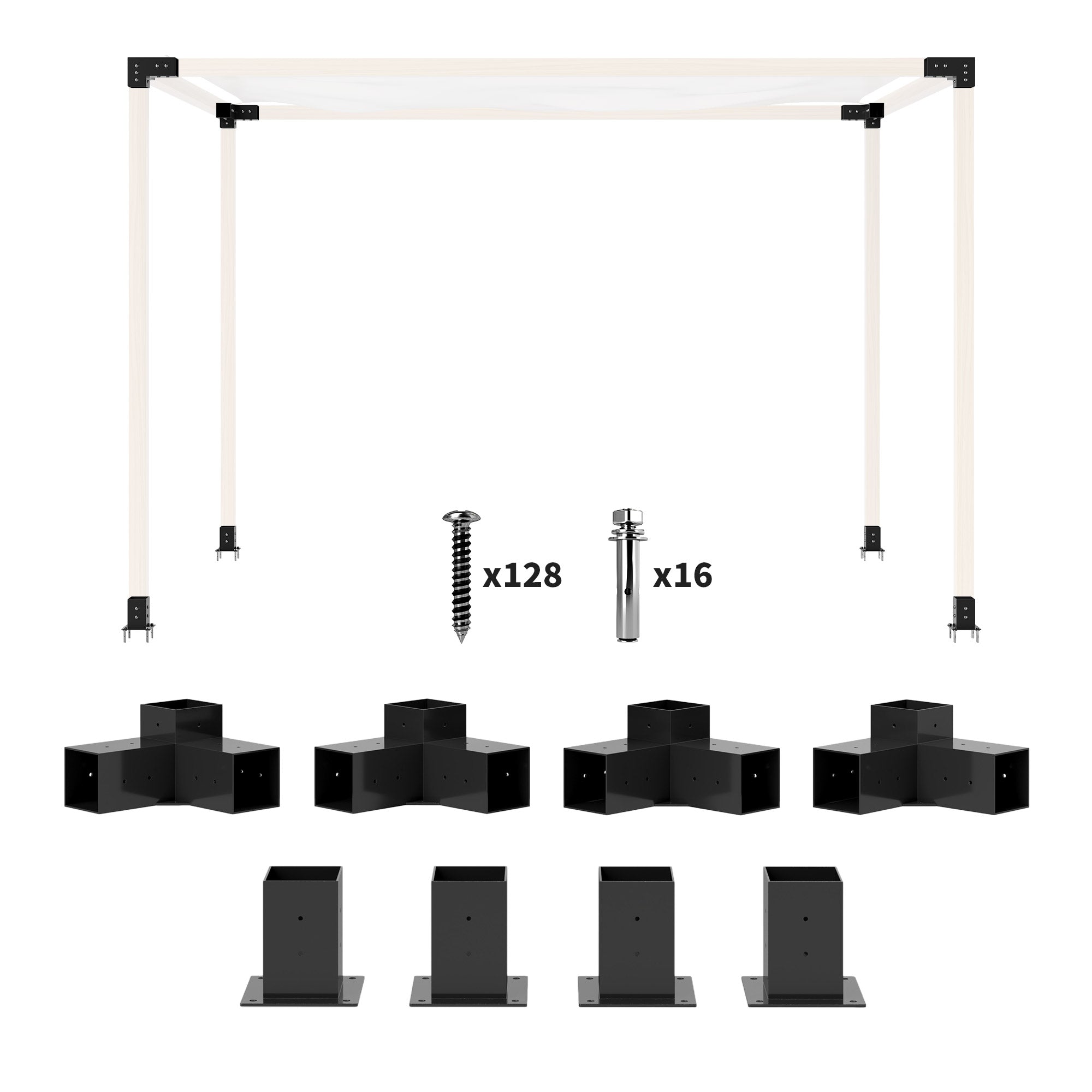 8PCS Pergola Kit, Pergola Brackets with 3-Way & 4-Way Corner Brackets for 4"x4" (Actual 3.6"x3.6") Lumber