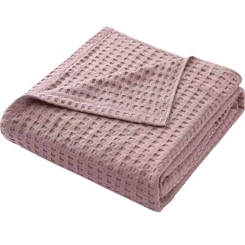 Cotton Waffle Weave Blanket – Ultra Soft Lightweight Breathable King Blanket for Spring & Summer