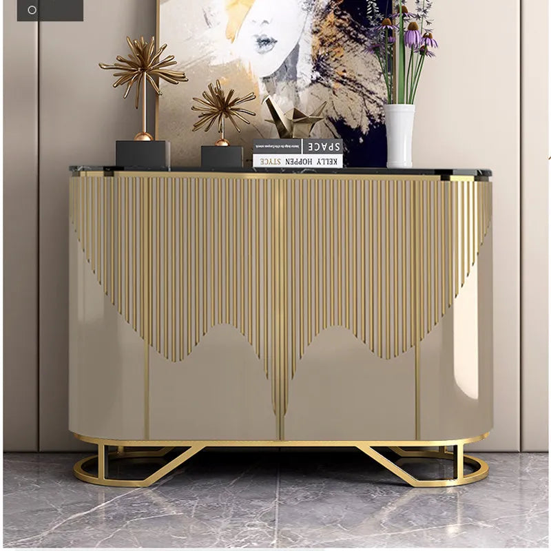 Narrow Luxury Living Room Cabinet – Gold Classic French Accent Storage Cabinet