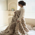 Luxury Faux Rabbit Fur Bubble Blanket – Ultra Soft Plush Throw for Sofa & Bed