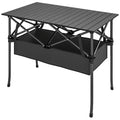 3ft Folding Camping Table, Picnic Table with Mesh Storage Net, Carrying Bag and Metal Frame, Black