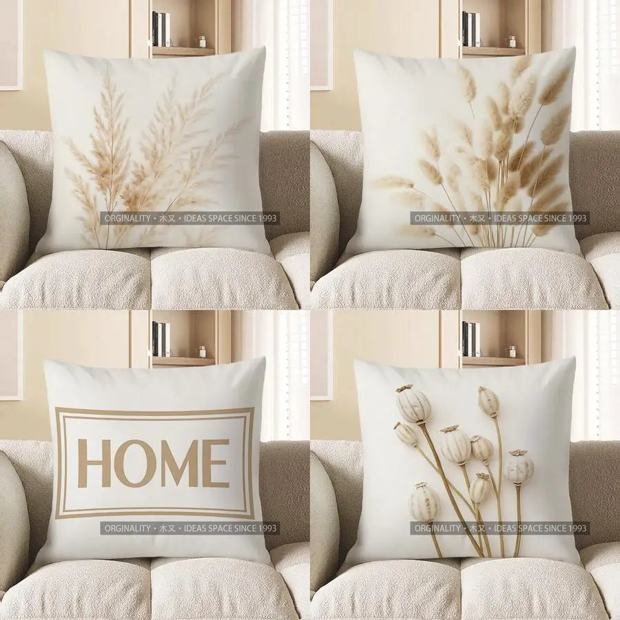 Home Decor Pampas Grass Pattern Decorative Throw Pillow Cushion Cover