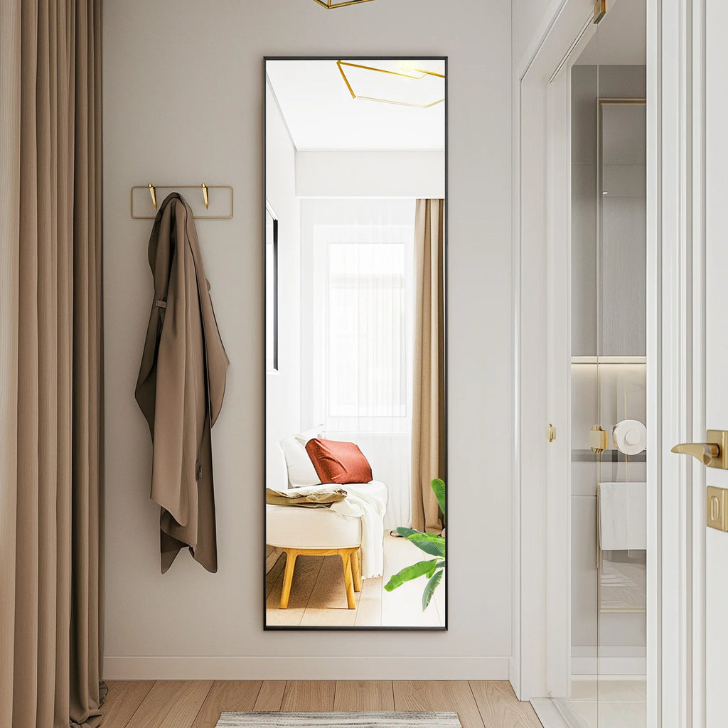 JHK 64" × 21" Full Body Mirror – Large Aluminum Alloy Framed Standing, Hanging & Leaning Mirror