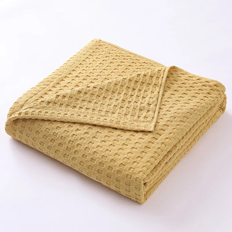 Cotton Waffle Weave Blanket – Ultra Soft Lightweight Breathable King Blanket for Spring & Summer