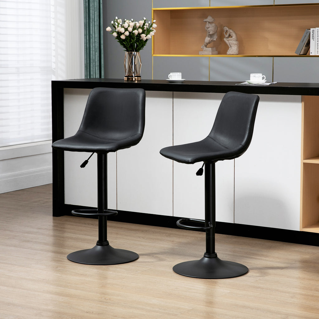 Adjustable Counter Height Bar Stools Set of 2, 360Â° Swivel Kitchen Counter Stools Dining Chairs with Backs, Vintage Leather, Retro Grey