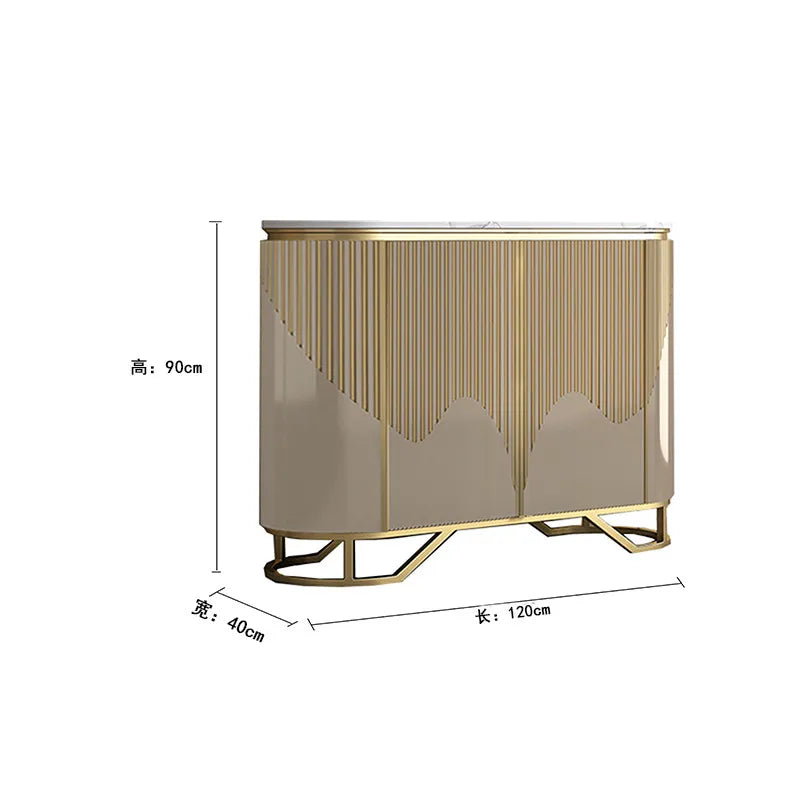 Narrow Luxury Living Room Cabinet – Gold Classic French Accent Storage Cabinet