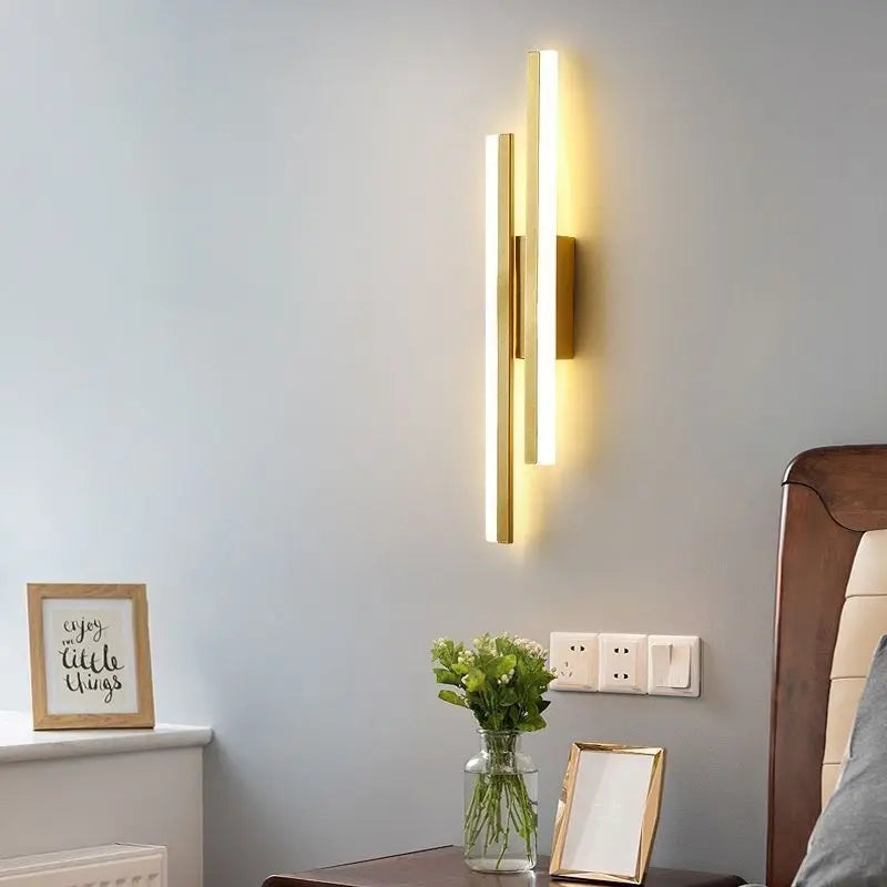 LED Bedroom Wall Lamp – Modern Copper Wall Sconce with Acrylic Lampshade