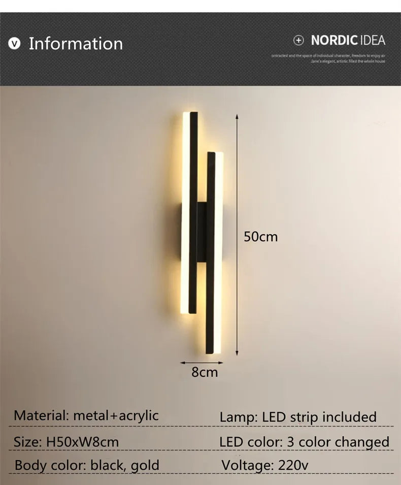 LED Bedroom Wall Lamp – Modern Copper Wall Sconce with Acrylic Lampshade
