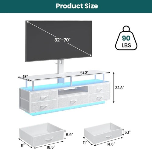 51.2" LED TV Stand with Mount for 45-70 Inch TVs