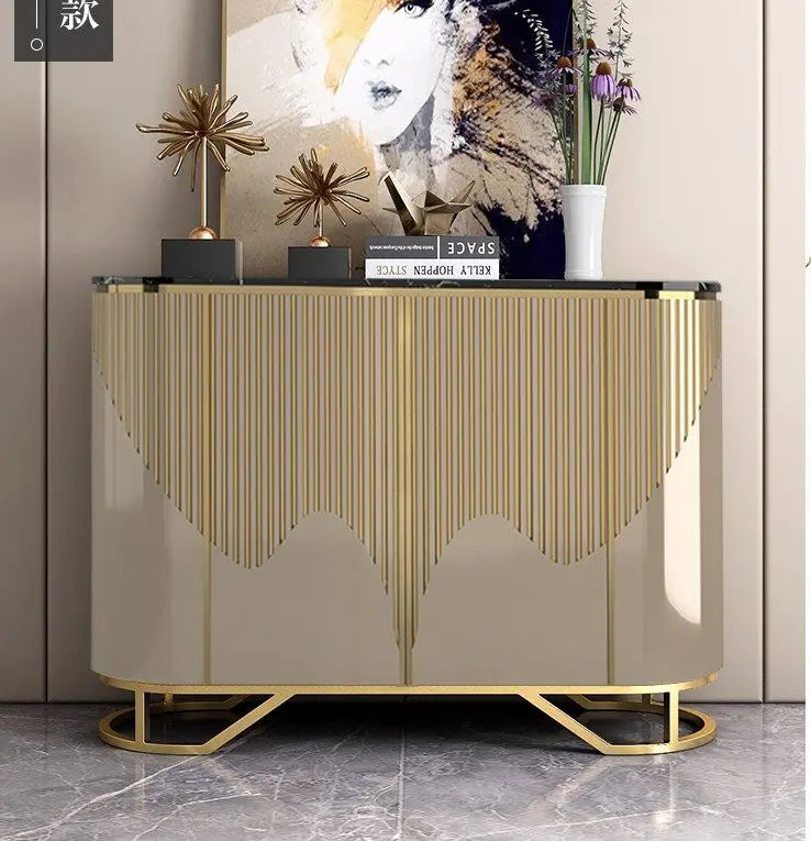 Narrow Luxury Living Room Cabinet – Gold Classic French Accent Storage Cabinet