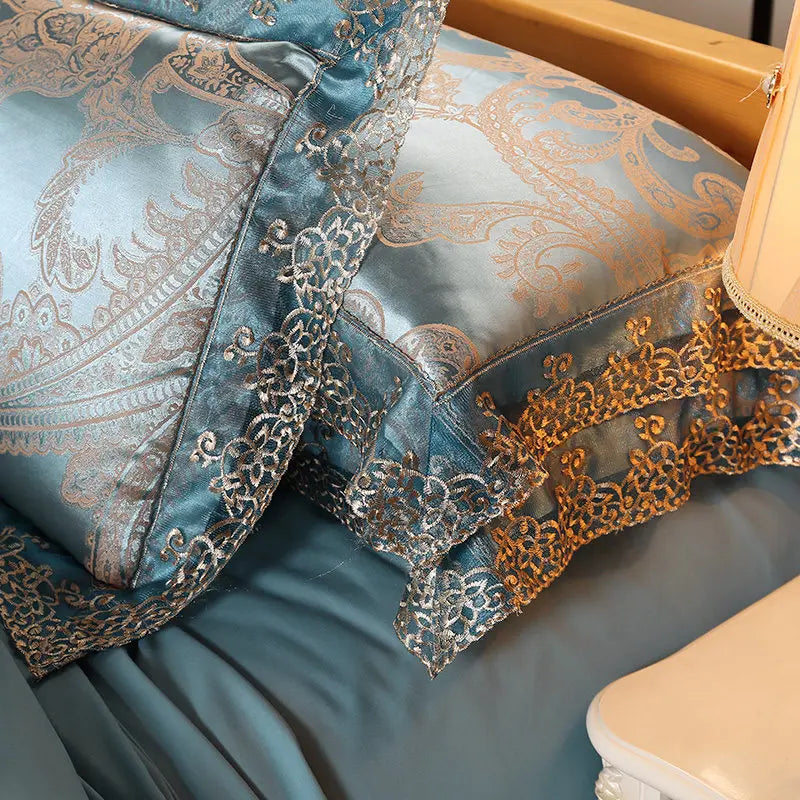 Luxury Jacquard Tencel Modal Bedding Set – 4-Piece Duvet Cover, Satin Bed Sheet & Pillowcases