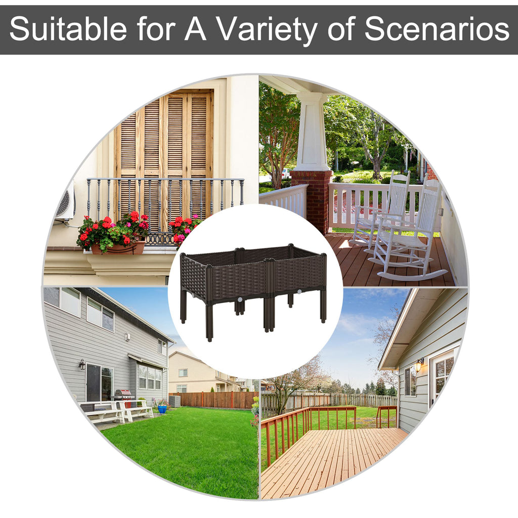 2-piece Raised Garden Bed PP Raised Flower Bed Plant Stand Stackable Vegetable Herb Grow Box