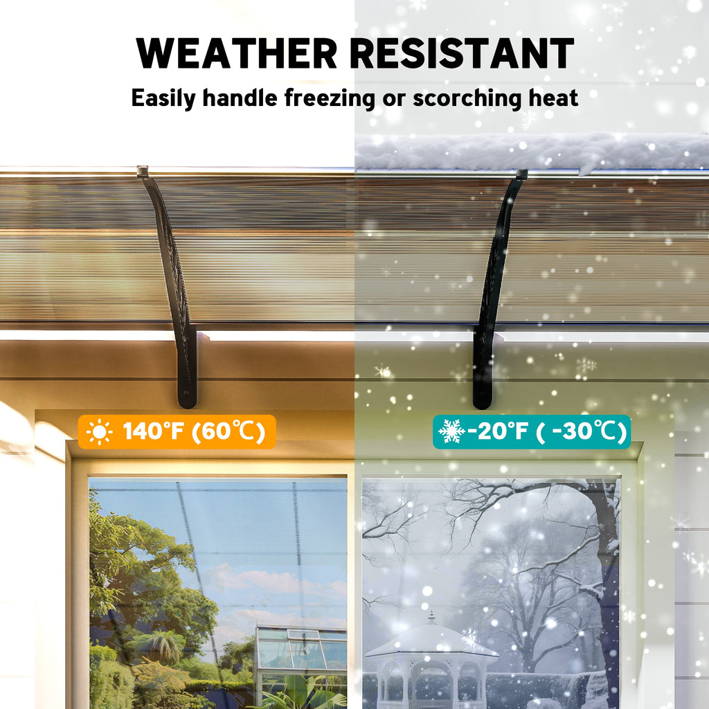 Awning Door Canopy, 120" x 40" Polycarbonate Front Door Outdoor Patio Cover for UV Protection, Brown